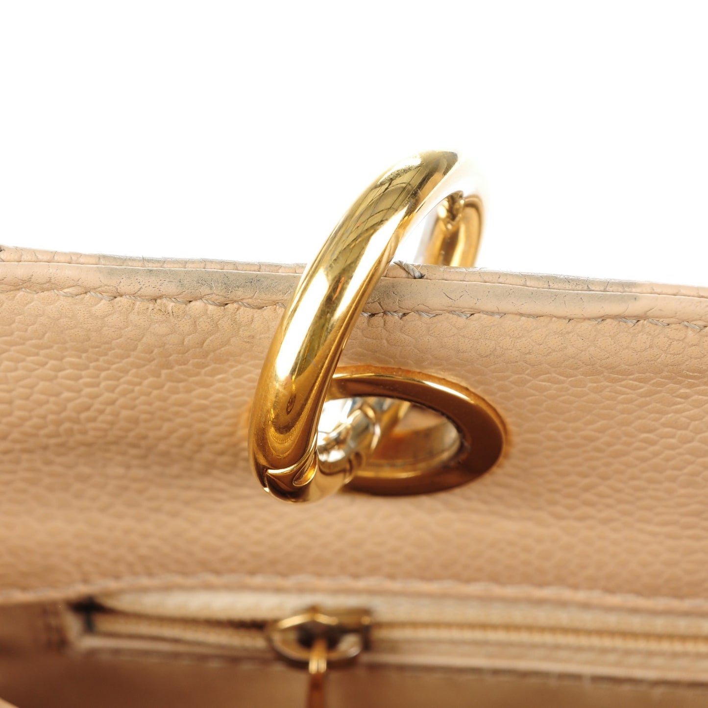 Caviar Quilted Grand Shopping Tote GST Beige Clair