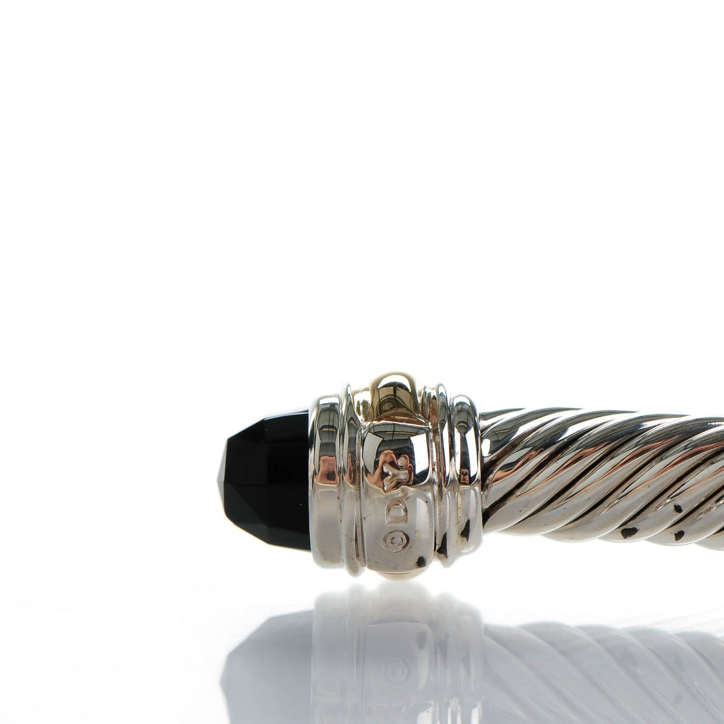 Sterling Silver 14K Yellow Gold Black Onyx 5mm Cable Classics Bracelet