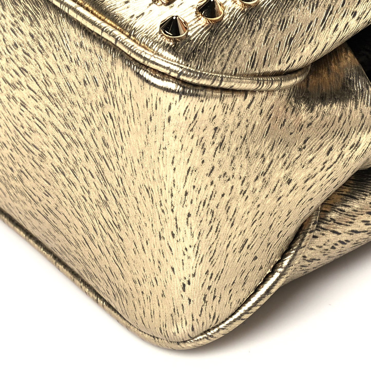 Calfskin Animal Print Small Triloubi Paris Spikes Chain Bag Platine Gold