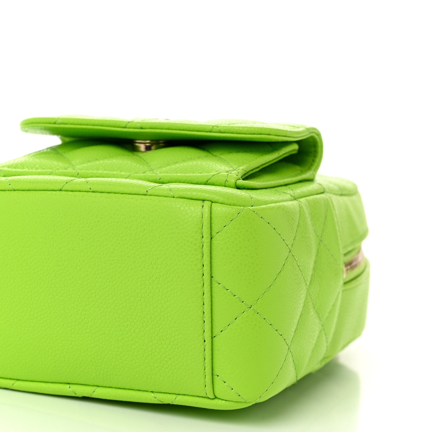 Caviar Quilted CC Mini Classic Backpack Neon Green