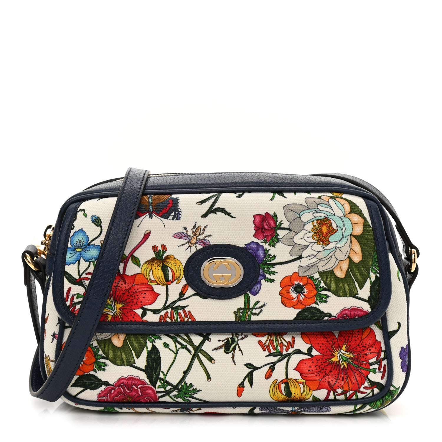 Gucci Canvas Flora Floral Shoulder Bag White Blue Agata Mulitcolor 1 of 8