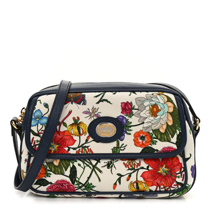 Gucci Canvas Flora Floral Shoulder Bag White Blue Agata Mulitcolor 1 of 8