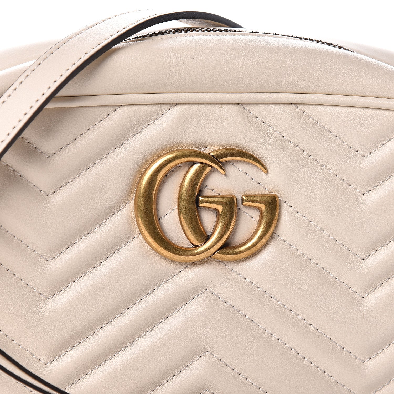 Gucci Calfskin Matelasse Small GG Marmont Chain Shoulder Bag White 10 of 11