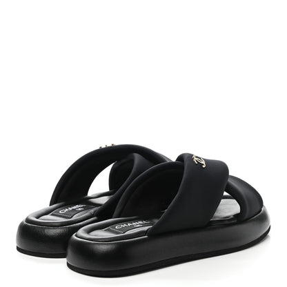 Chanel Fabric CC Mules Sandals 36 Black 4 of 9