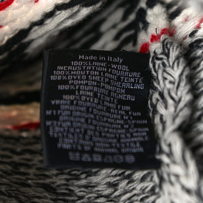 Chanel Wool Shearling CC Beanie Hat Ivory Black Red 8 of 8