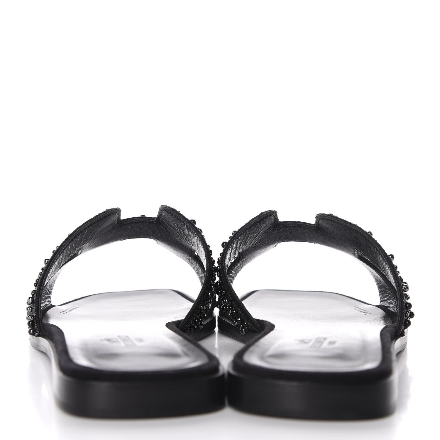 Hermes Goatskin Crystal Oran Sandals 39.5 Black 6 of 10