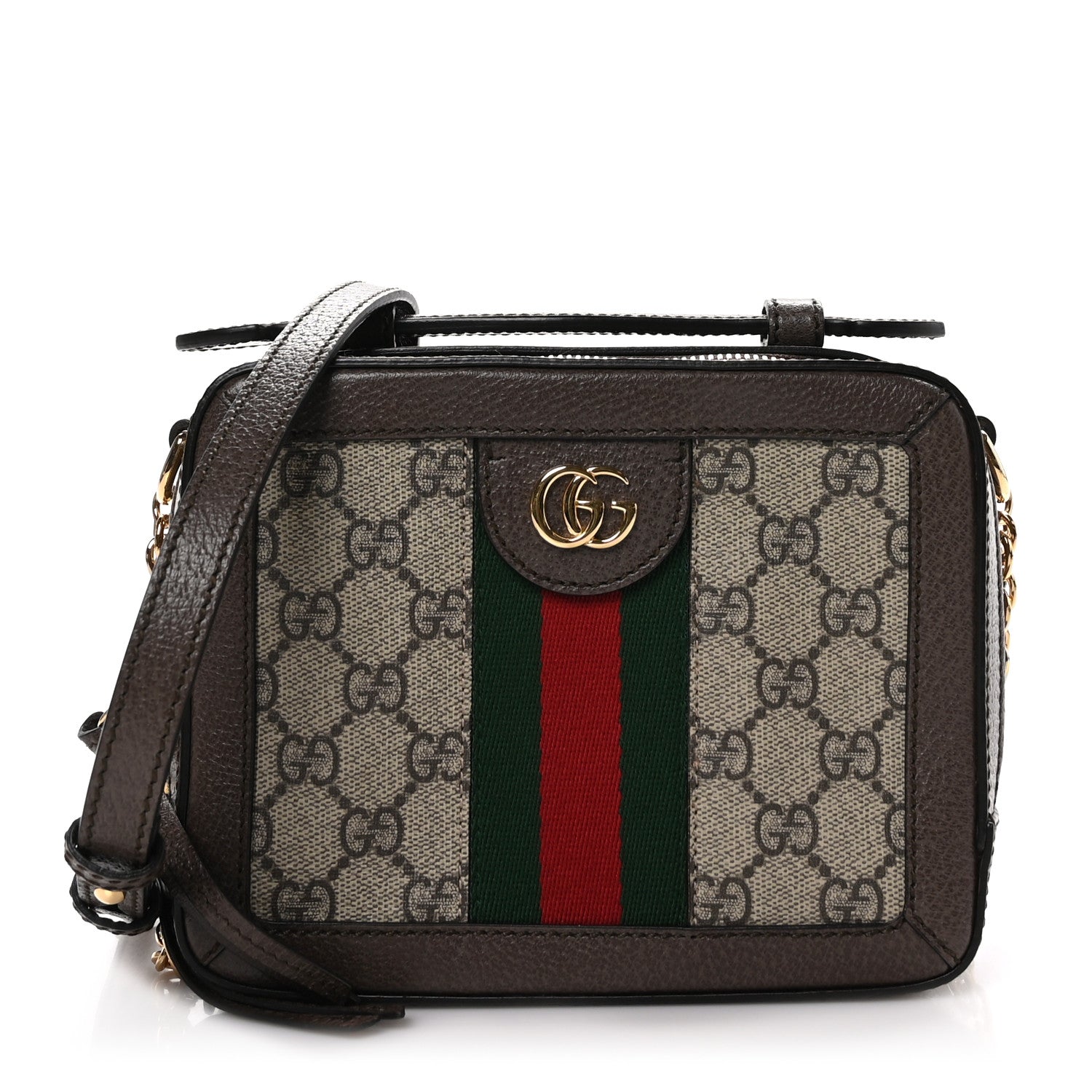 Gucci GG Supreme Monogram Mini Ophidia Top Handle Shoulder Bag Brown 1 of 10