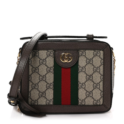 Gucci GG Supreme Monogram Mini Ophidia Top Handle Shoulder Bag Brown 1 of 10