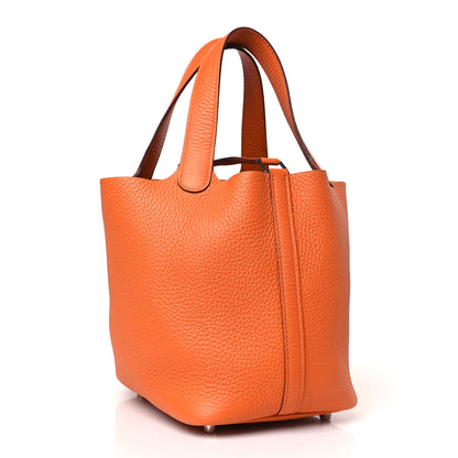 Hermes Taurillon Clemence Picotin Lock 18 PM Orange 3 of 10