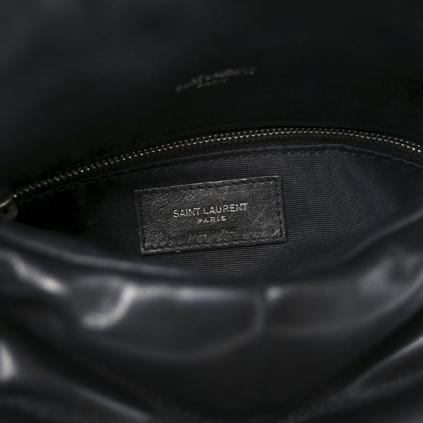 Lambskin Quilted Small Loulou Puffer Monogram Chain Satchel Black