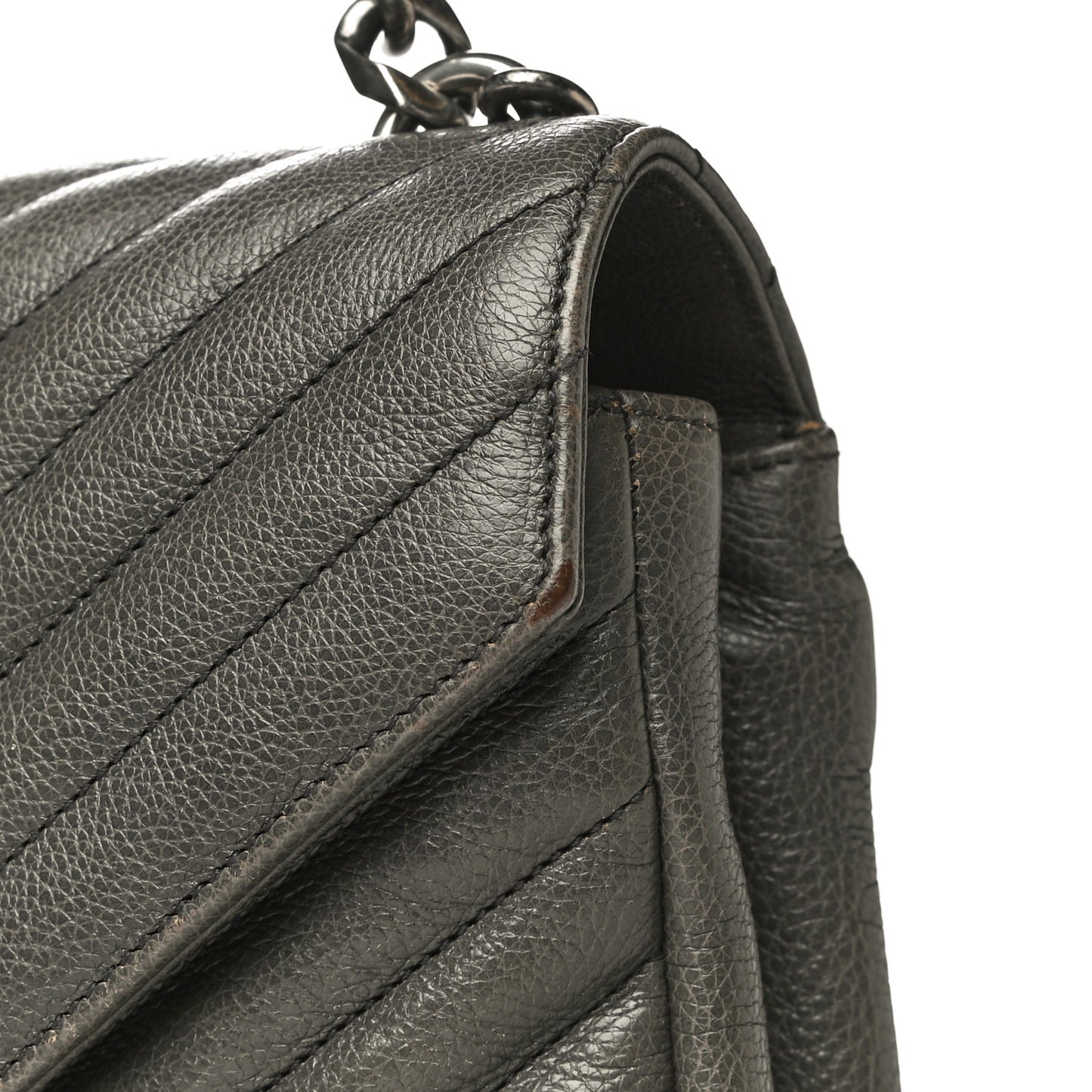 Grained Calfskin Matelasse Chevron Monogram Medium College Bag Grey
