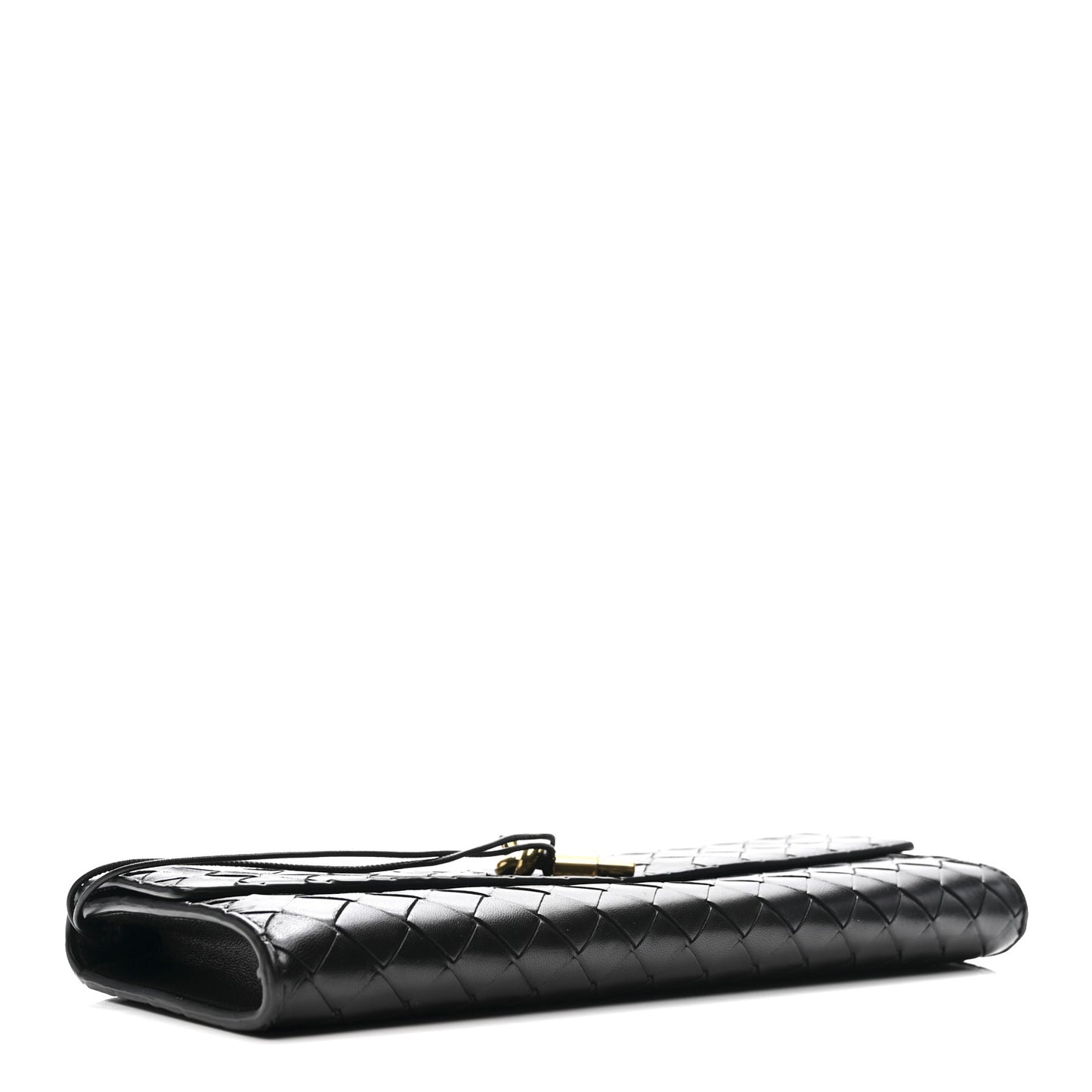 Nappa Intrecciato Long Andiamo Top Handle Clutch Black