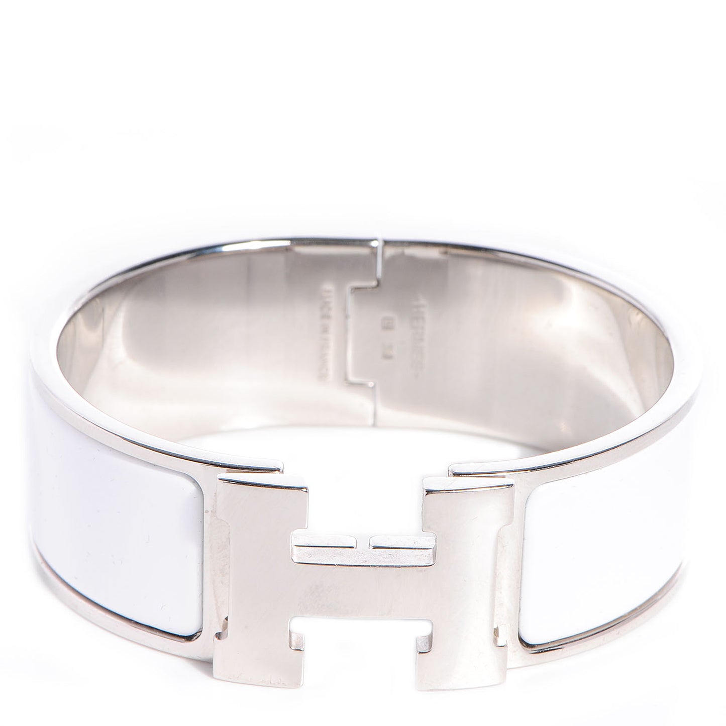 Enamel Wide Clic Clac H Bracelet PM White