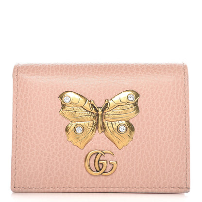 Gucci Pebbled Calfskin Butterfly Card Case Perfect Pink 1 of 8