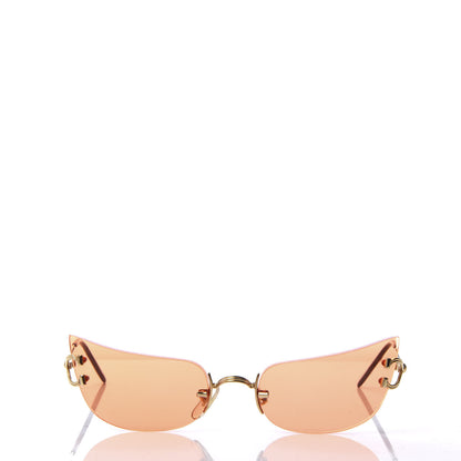 Cartier Cat Eye Rimless Sunglasses Gold Orange 2 of 8