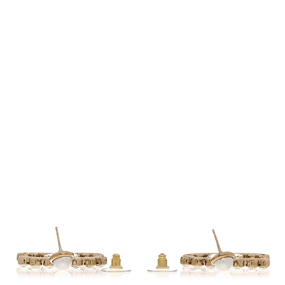 Chanel Crystal Pearl Large CC Drop Earrings Gold 3 of 4