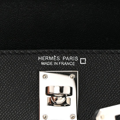 Hermes Madame Calfskin Shiny Alligator Mini Kelly Sellier Touch 20 Black 6 of 11
