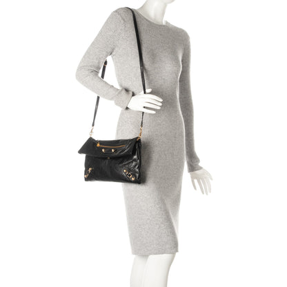 Balenciaga Agneau Giant 12 Gold Hardware Envelope Strap Clutch Black 2 of 7