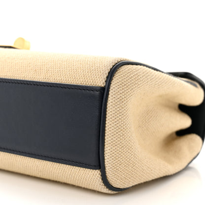 Celine Canvas Calfskin Teen Soft 16 Shoulder Bag Vanilla Navy 10 of 12