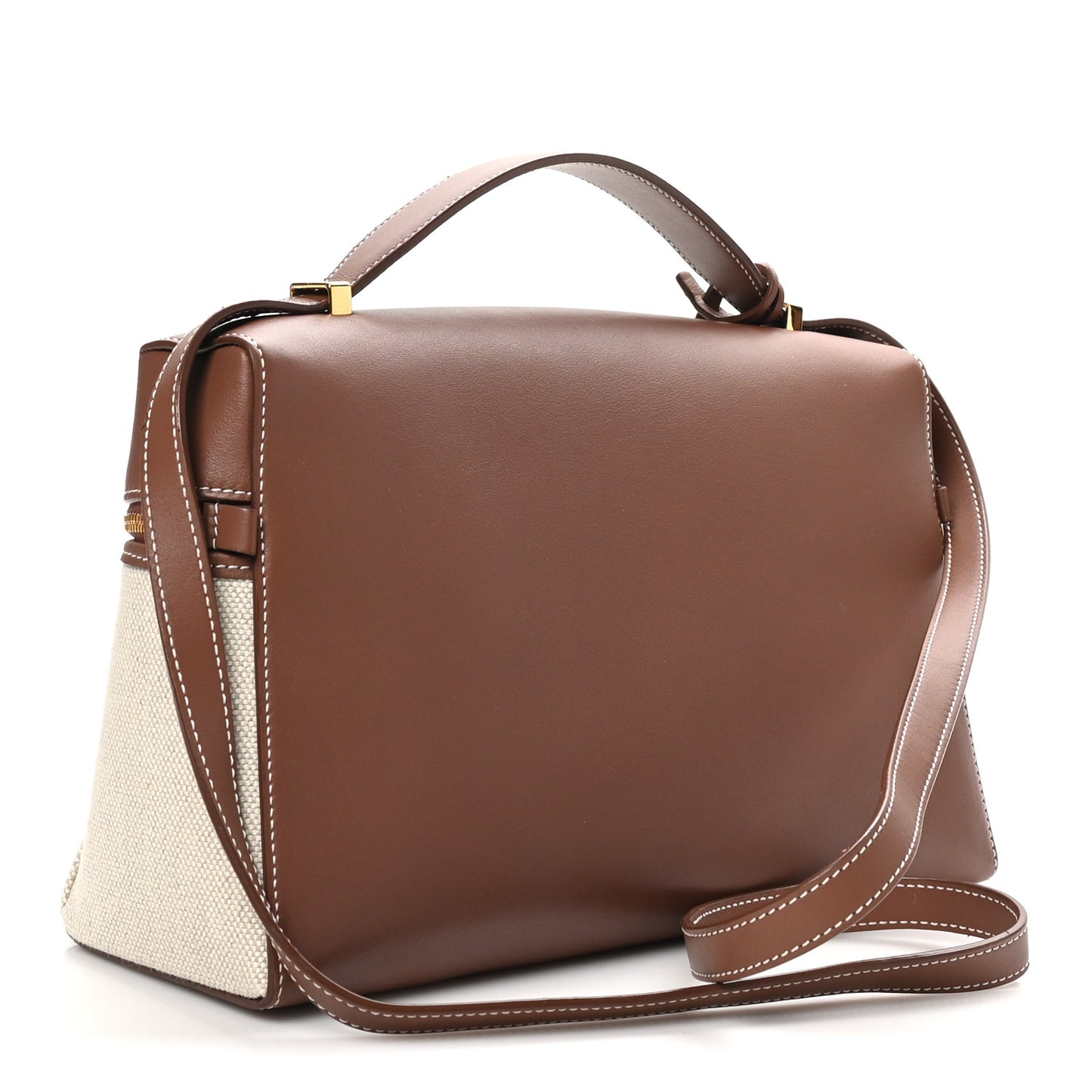 Calfskin Cotton Canvas L27 Extra Pocket Bag Natural Caramel Sugar