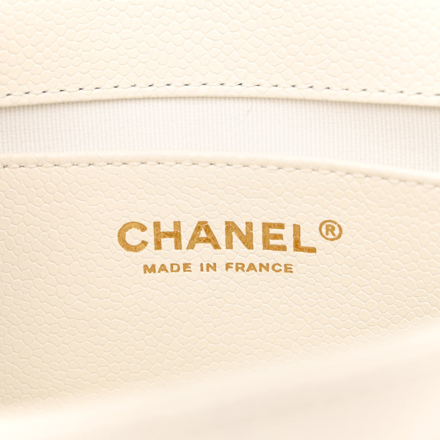 Caviar Quilted Mini Chain Flap White