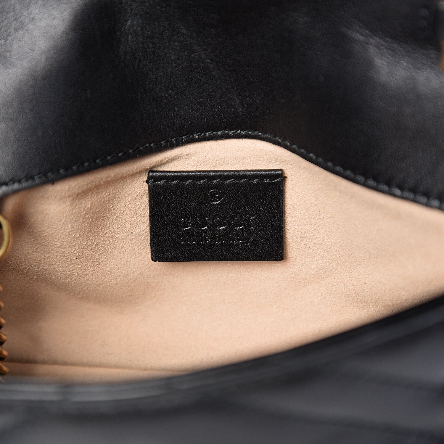 Gucci Calfskin Matelasse Super Mini GG Marmont Shoulder Bag Black 5 of 9