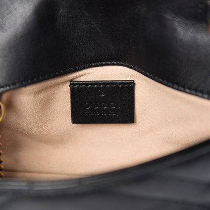 Gucci Calfskin Matelasse Super Mini GG Marmont Shoulder Bag Black 5 of 9