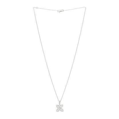 Louis Vuitton 18K White Gold Diamond Flower Pendant Necklace 3 of 5
