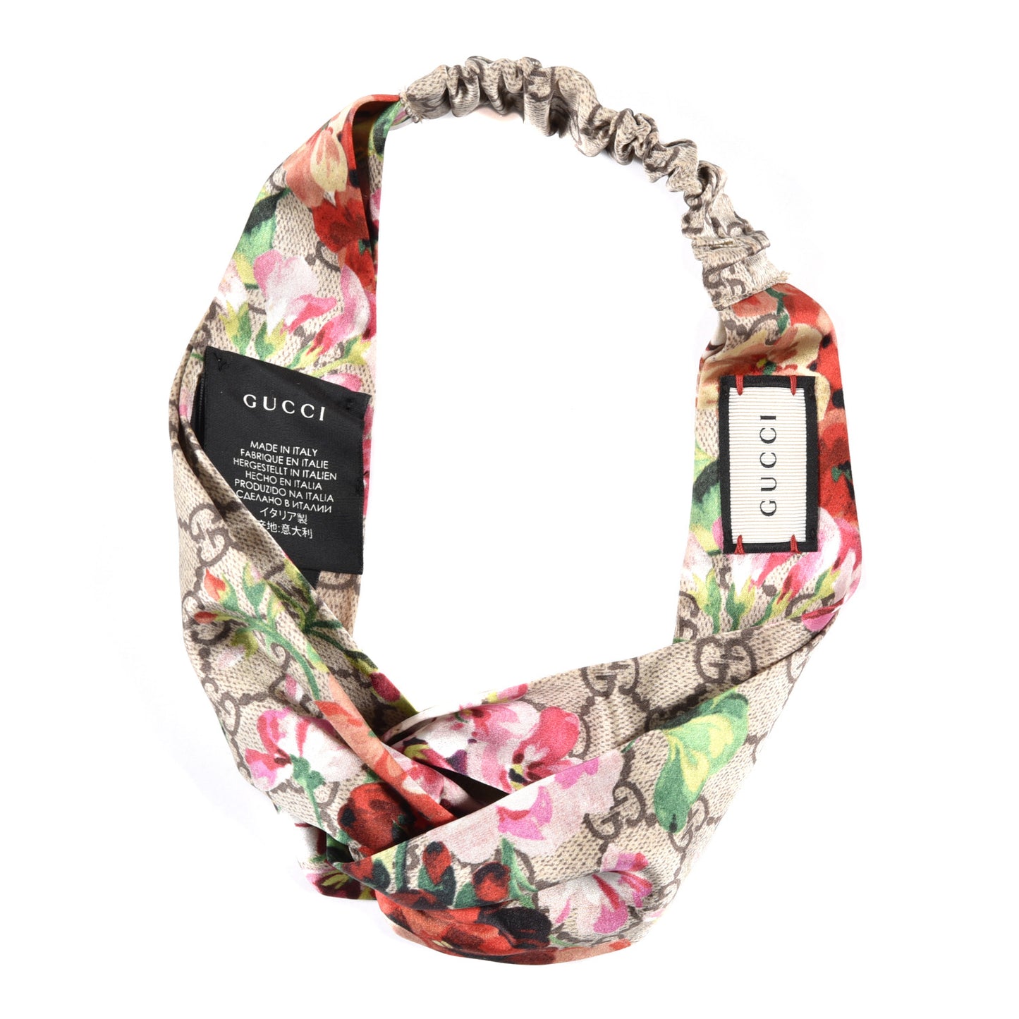 Silk Monogram Blooms Print Headband Antique Rose