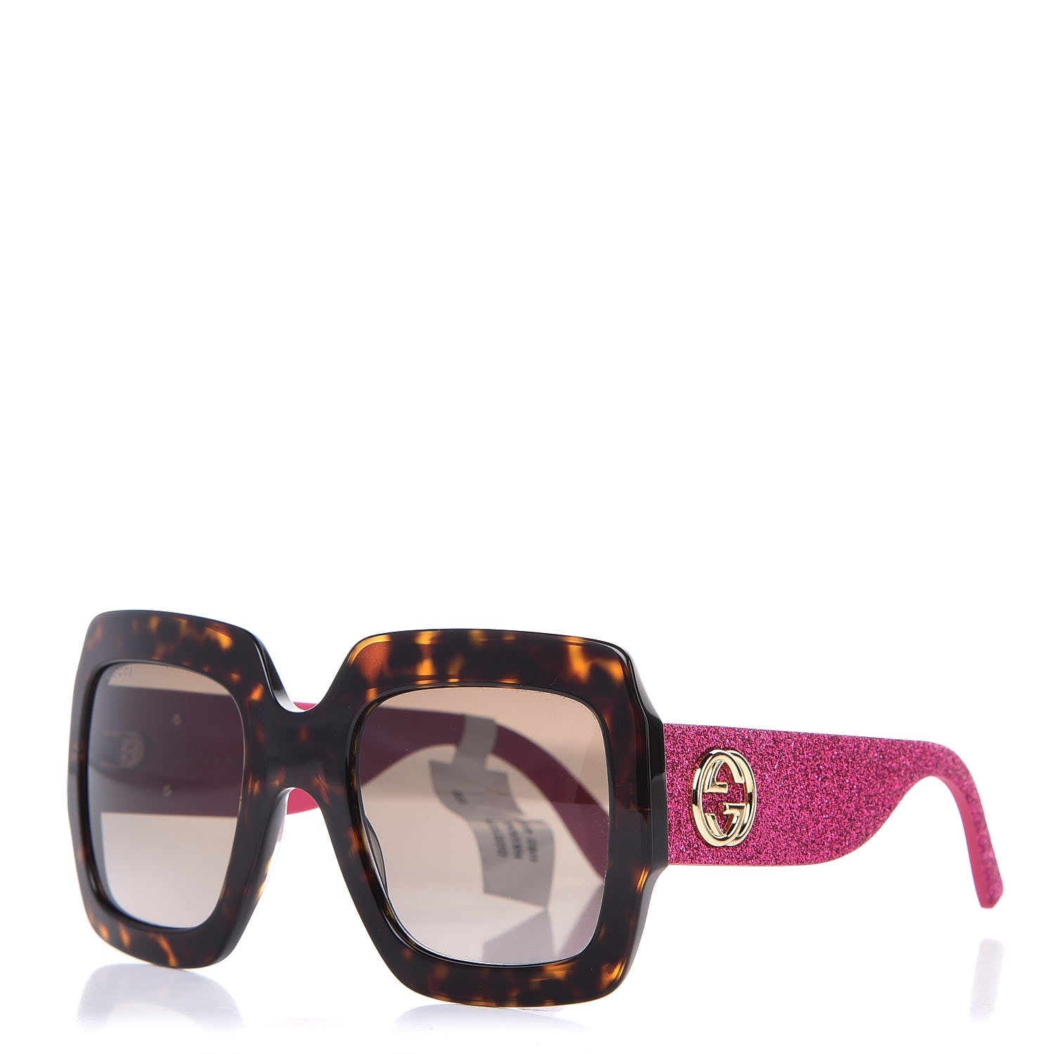 Gucci Square Frame GG0102S Sunglasses Glitter Pink Multi 1 of 8