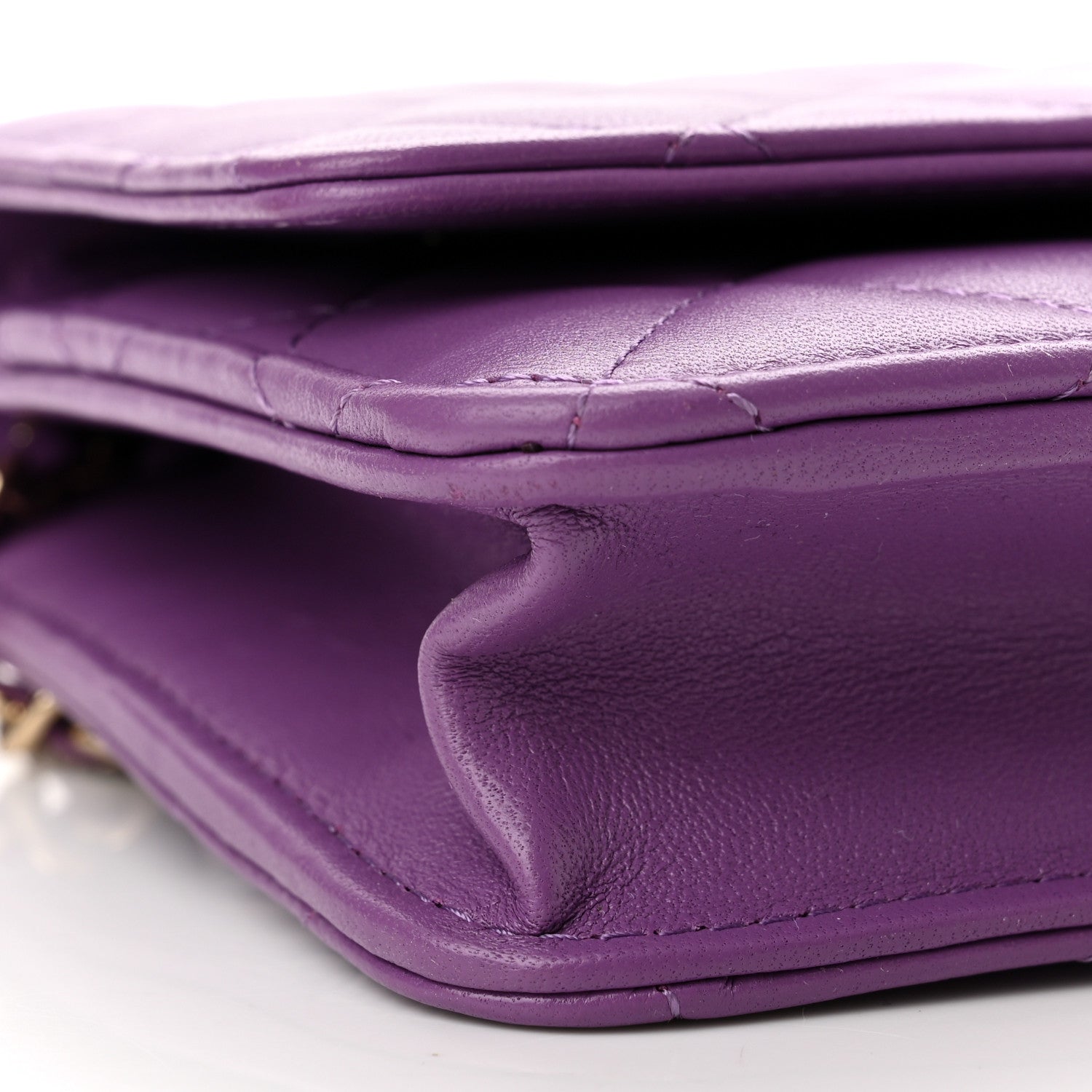 Chanel Lambskin Quilted Wallet On Chain WOC Purple 10 of 11