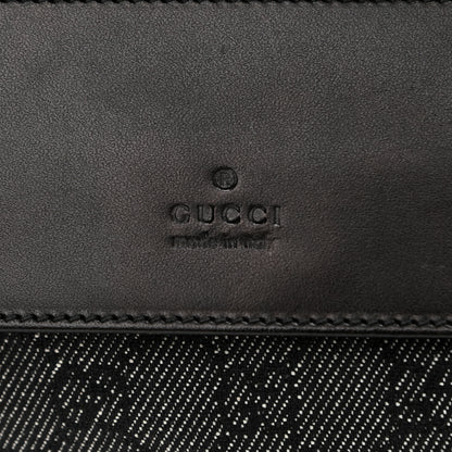 Gucci Denim Monogram Double Pocket Belt Bag Black 7 of 9