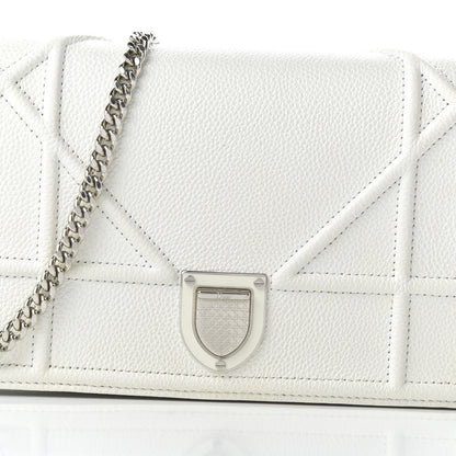 Christian Dior Grained Calfskin Diorama Wallet on Chain Pouch White 9 of 9