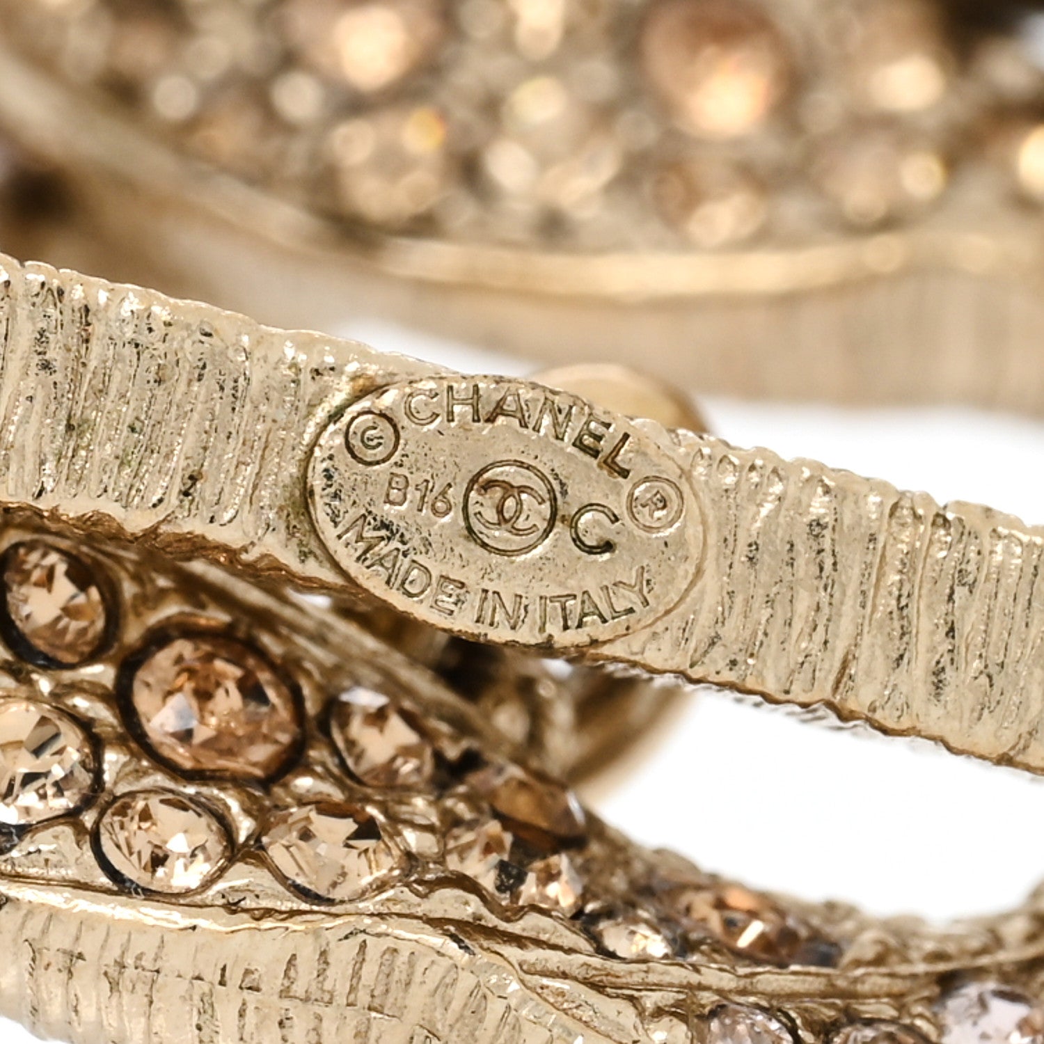 Chanel Crystal CC Chain Link Bracelet Gold Pale Pink 4 of 4