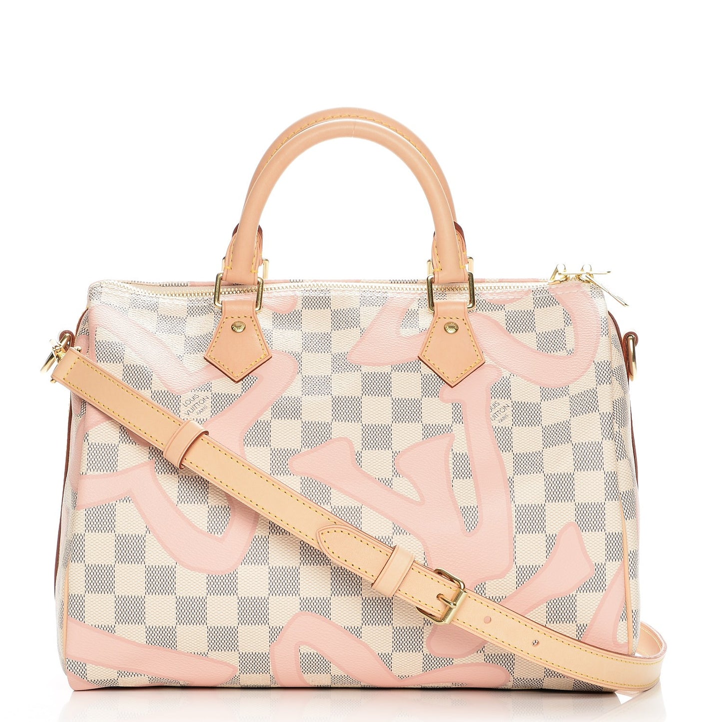 Damier Azur Tahitienne Speedy Bandouliere 30 Rose Ballerine