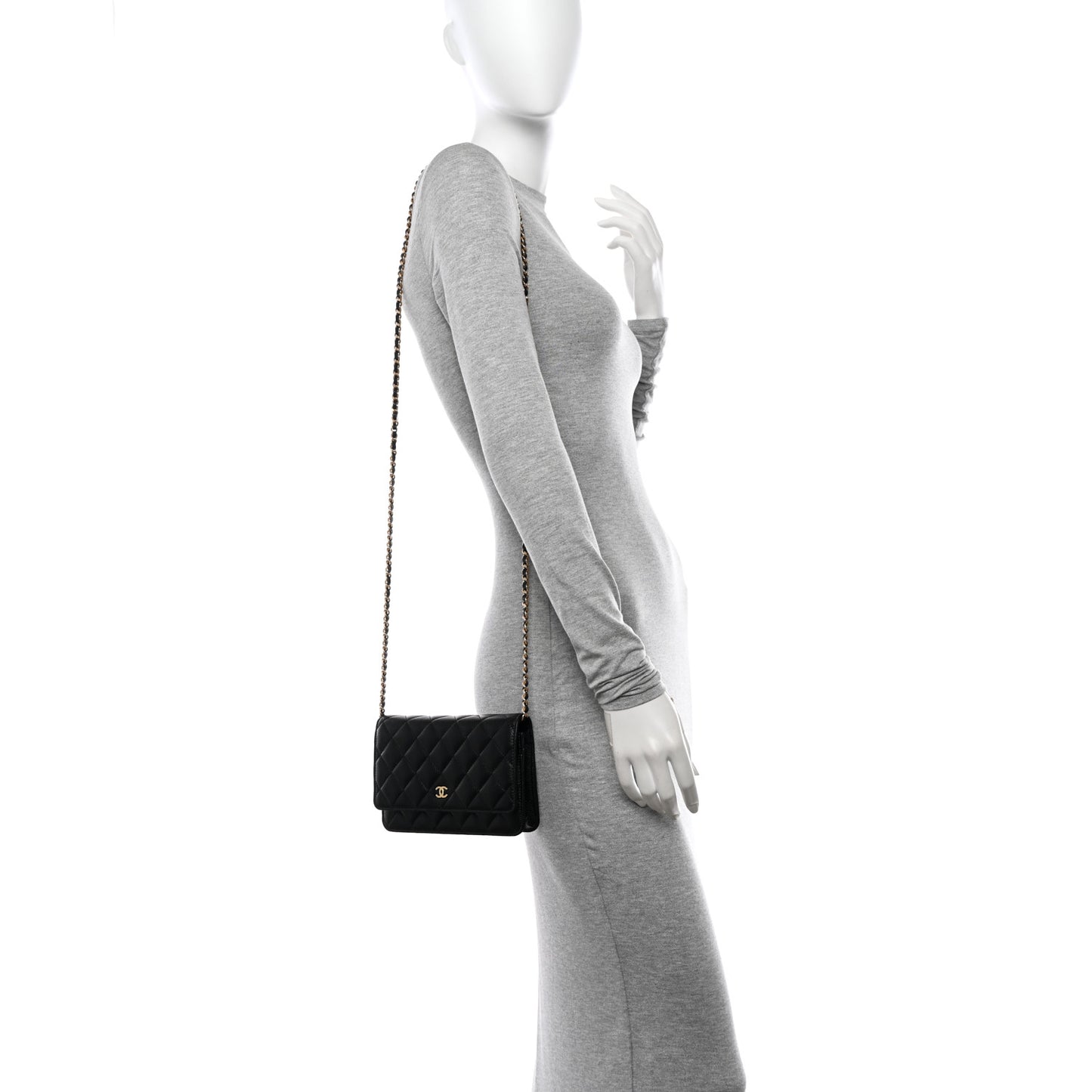 Caviar Quilted Wallet on Chain WOC Black