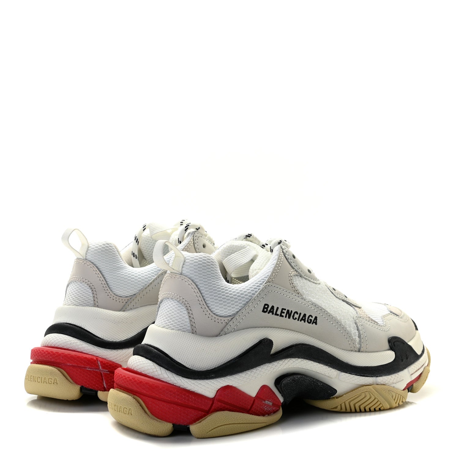 Balenciaga Fabric Mesh Womens Triple S Sneakers 38 Grey Red White 3 of 10