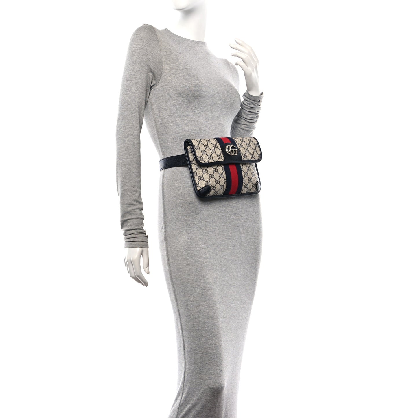 GG Supreme Monogram Web Small Ophidia Belt Bag 90 36 Beige Navy