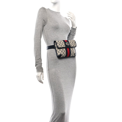 Gucci GG Supreme Monogram Web Small Ophidia Belt Bag 90 36 Beige Navy 2 of 11
