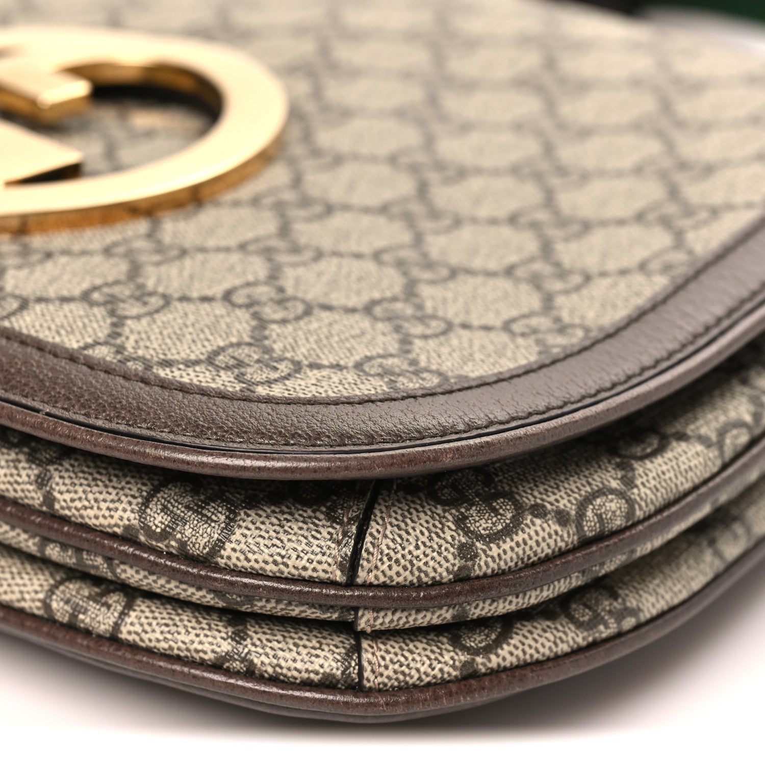 Gucci GG Supreme Monogram Textured Dollar Calfskin Web Medium Blondie Top Handle Shoulder Flap Bag Beige Ebony New Acero 10 of 11
