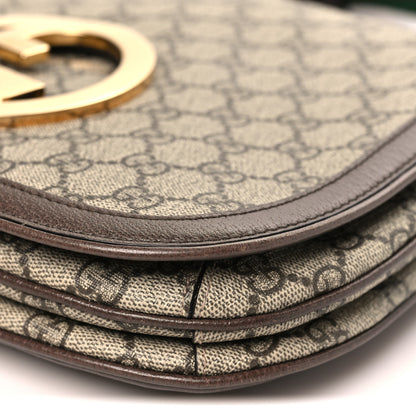 Gucci GG Supreme Monogram Textured Dollar Calfskin Web Medium Blondie Top Handle Shoulder Flap Bag Beige Ebony New Acero 10 of 11