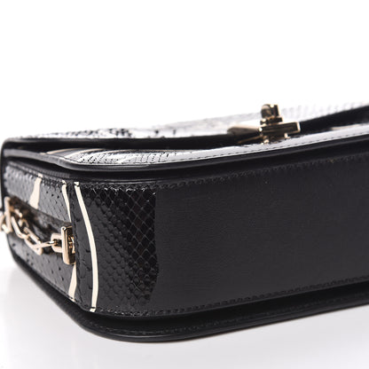 Valentino Garavani Calfskin Snakeskin Panther Chain Flap Bag Black 7 of 9
