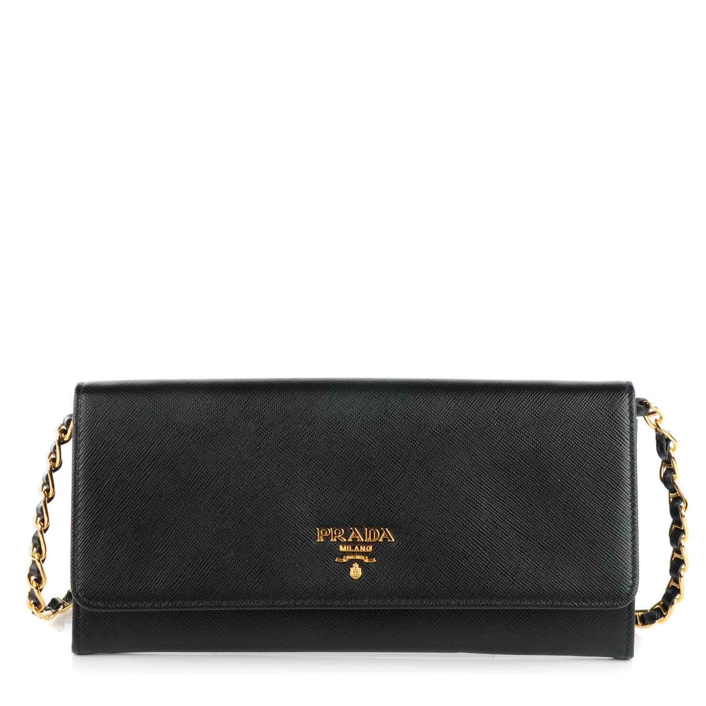 Saffiano Metal Oro Chain Wallet Nero Black