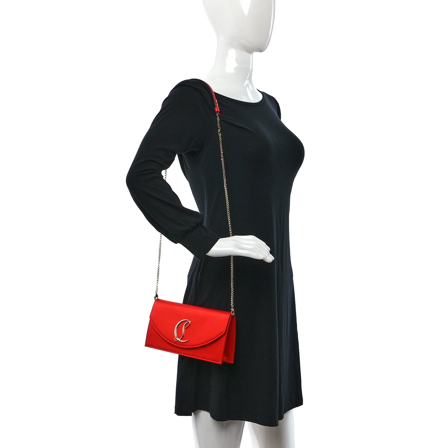 Christian Louboutin Satin Loubi54 Crossbody Clutch Red 2 of 15