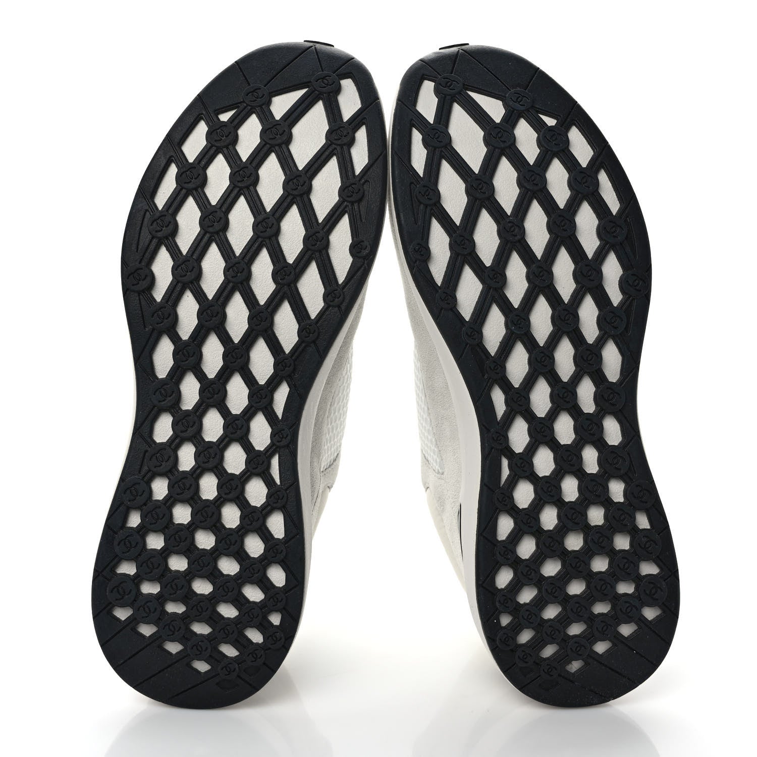 Chanel Calfskin Mesh Lycra Suede Womens Logo Sneakers 37 White 6 of 10