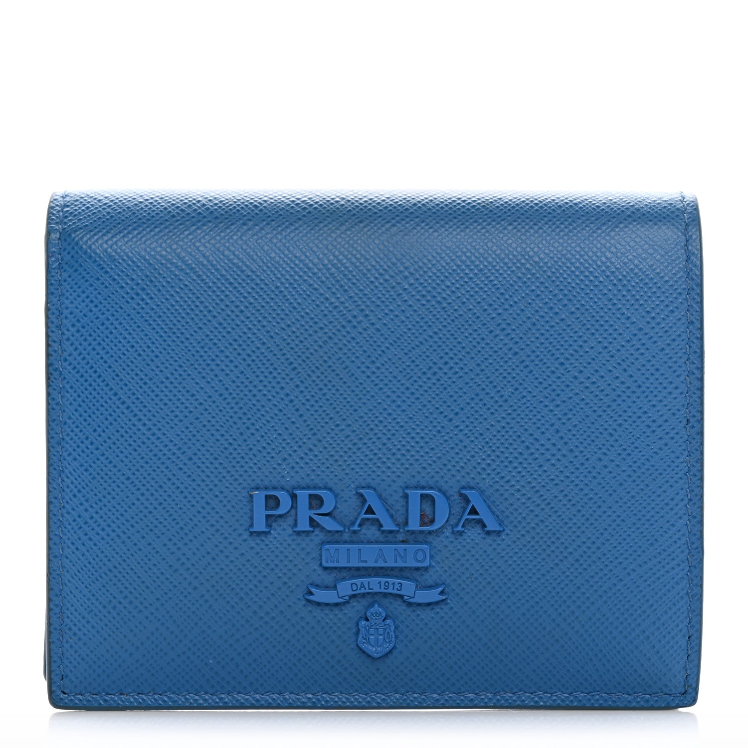 Prada Saffiano Shine Monochrome Bi-Fold Wallet Bleuette 1 of 12