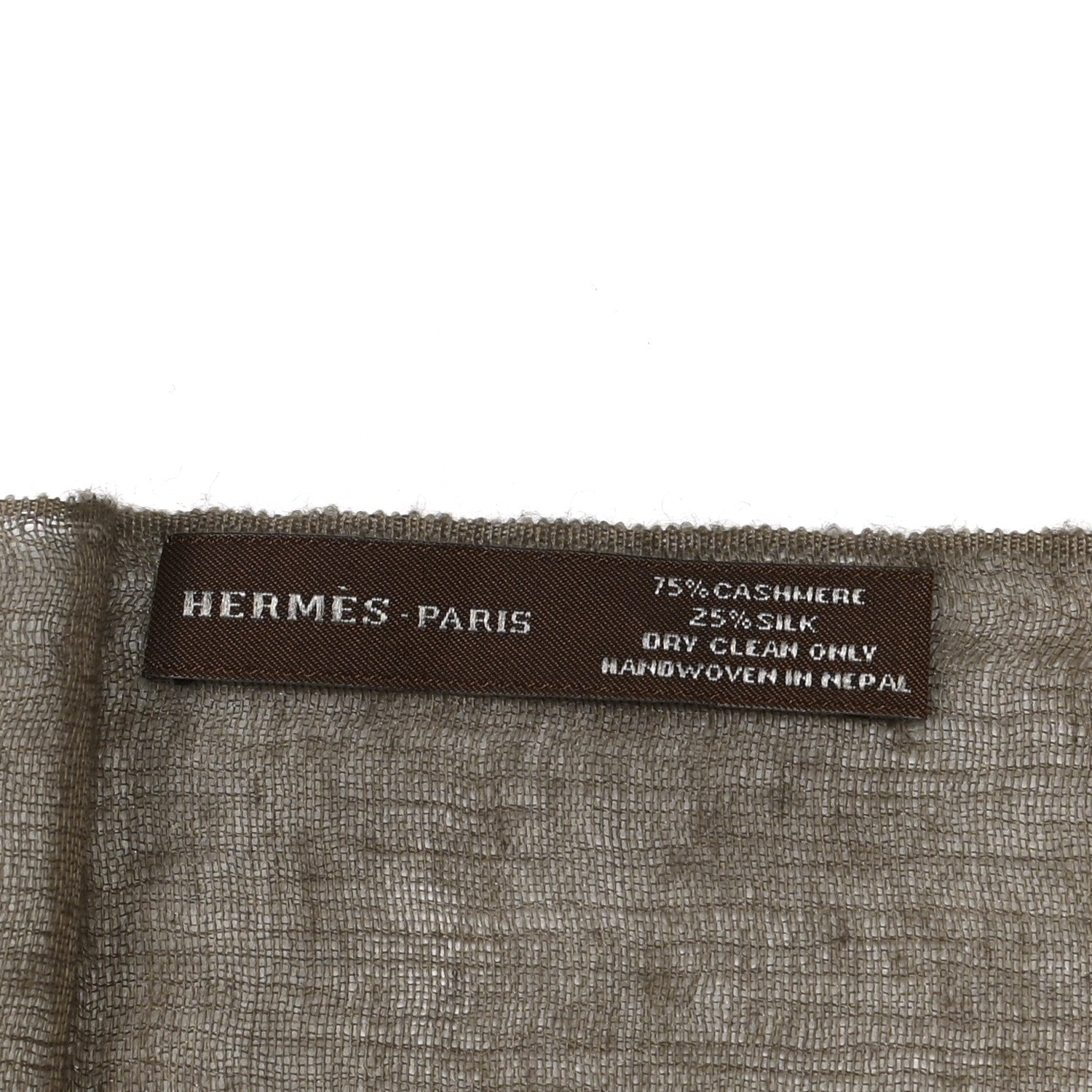 Hermes Cashmere Silk Plume Unie Stole Etoupe 4 of 4