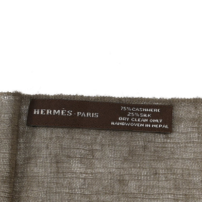 Hermes Cashmere Silk Plume Unie Stole Etoupe 4 of 4