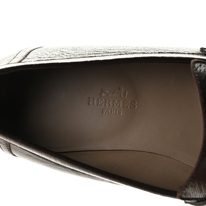 Hermes Goatskin Mens Paris Loafers 40.5 Dark Brown 6 of 12