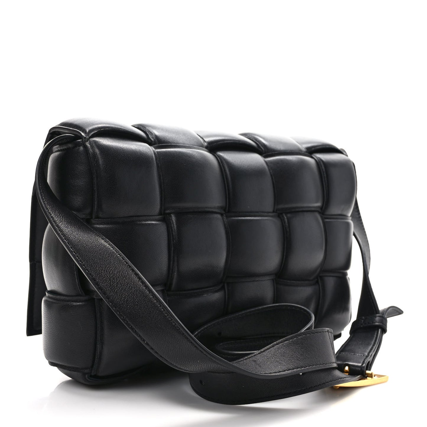 Nappa Maxi Intreccio Padded Cassette Crossbody Bag Black